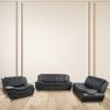 Black Faux leather 3 Seater Living Room Sofa