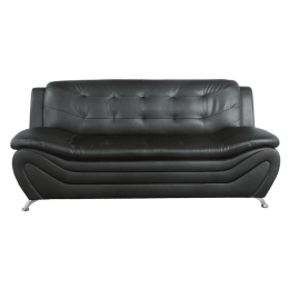 Black Faux leather 3 Seater Living Room Sofa