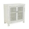 Rio Accent Cabinet - Vintage Pie Safe Inspiration - Lattice Work Front, Remote-Friendly - Farmhouse Style, Distressed White Finish - Perfect for Casua