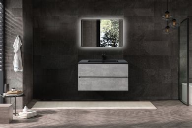 35'' Wall Mounted Single Bathroom Vanity in Ash Gray