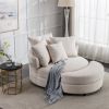 360Â¬âˆž Swivel Accent Barrel Chair with Storage Ottoman & 4 Pillows; Modern Linen Leisure Chair Round Accent for Living Room; Creamy White