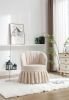 Linen Fabric Accent Swivel Chair Auditorium Chair With Pleated Skirt For Living Room Bedroom Auditorium; Beige