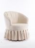 Linen Fabric Accent Swivel Chair Auditorium Chair With Pleated Skirt For Living Room Bedroom Auditorium; Beige