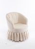 Linen Fabric Accent Swivel Chair Auditorium Chair With Pleated Skirt For Living Room Bedroom Auditorium; Beige
