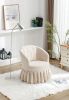 Linen Fabric Accent Swivel Chair Auditorium Chair With Pleated Skirt For Living Room Bedroom Auditorium; Beige