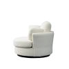 42.2&quot;W Swivel Accent Barrel Chair and Half Swivel Sofa With 3 Pillows 360 Degree Swivel Round Sofa Modern Oversized Arm Chair Cozy Club Chair for