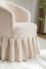 Linen Fabric Accent Swivel Chair Auditorium Chair With Pleated Skirt For Living Room Bedroom Auditorium; Beige