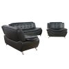 Black Faux leather 3 Seater Living Room Sofa