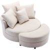 360Â¬âˆž Swivel Accent Barrel Chair with Storage Ottoman & 4 Pillows; Modern Linen Leisure Chair Round Accent for Living Room; Creamy White