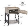 Set of 2 Wood Nightstand, Farmhouse End Table with Charging Station, USB Ports, Cabinet, and Shelf, Sofa Bed Side Table for Bedroom Living Room, Adjus