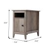 Set of 2 Narrow Nightstand, Wooden Side Table with Open Shelf and Cabinet, Rustic End Table for Living Room, Bedroom, Grayish Brown