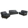 Black Faux leather 3 Seater Living Room Sofa