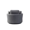 42.2"W Swivel Accent Barrel Chair and Half Swivel Sofa With 3 Pillows 360 Degree Swivel Round Sofa Modern Oversized Arm Chair Cozy Club Chair for Bedr