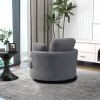 42.2"W Swivel Accent Barrel Chair and Half Swivel Sofa With 3 Pillows 360 Degree Swivel Round Sofa Modern Oversized Arm Chair Cozy Club Chair for Bedr