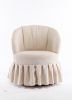 Linen Fabric Accent Swivel Chair Auditorium Chair With Pleated Skirt For Living Room Bedroom Auditorium; Beige
