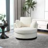 42.2&quot;W Swivel Accent Barrel Chair and Half Swivel Sofa With 3 Pillows 360 Degree Swivel Round Sofa Modern Oversized Arm Chair Cozy Club Chair for