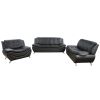 Black Faux leather 3 Seater Living Room Sofa