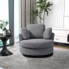 42.2"W Swivel Accent Barrel Chair and Half Swivel Sofa With 3 Pillows 360 Degree Swivel Round Sofa Modern Oversized Arm Chair Cozy Club Chair for Bedr