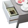 2 Pieces Bedside Table with Storage Drawer for Living Room - cement gray