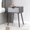 2 Pieces Bedside Table with Storage Drawer for Living Room - cement gray