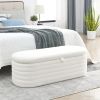 [Video] Welike Length 45.5 inchesStorage Ottoman Bench Upholstered Fabric Storage Bench End of Bed Stool with Safety Hinge for Bedroom, Living Room, E