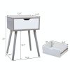 2 Pieces Bedside Table with Storage Drawer for Living Room - cement gray
