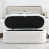 [Video] Welike Length 45.5 inchesStorage Ottoman Bench Upholstered Fabric Storage Bench End of Bed Stool with Safety Hinge for Bedroom, Living Room, E