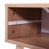 23" High Glossy End Table with Drawer, Nightstand Bedside Furniture, Light Brown