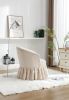 Linen Fabric Accent Swivel Chair Auditorium Chair With Pleated Skirt For Living Room Bedroom Auditorium; Beige