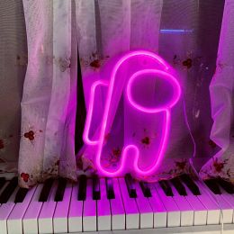 1pc, Neon Sign Space Man Shape Lamp, Size 9.8x6.8in(about 25x17.5cm) For Wall Decoration,USB Or Battery Powered LED Space Man Neon Sign Suitable For B (Model: Bright Neon Shape (astronaut) Battery/USB Power Supply, Color: Pink)